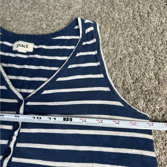Pact Relaxed Slub Henley Tank Dress Medium Blue stripe organic Cotton coastal - Picture 11 of 15